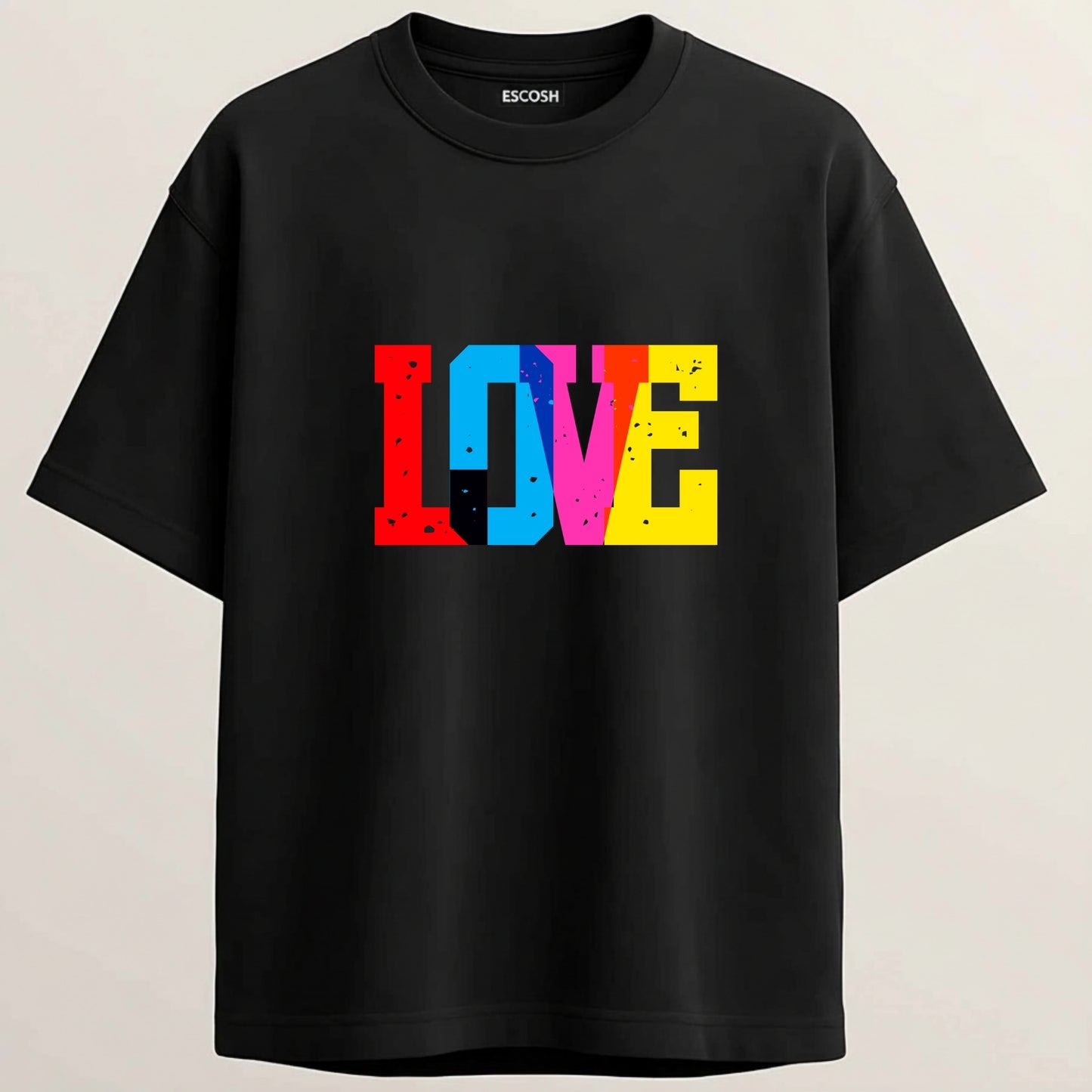 Love Edition French Terry Oversized 5-Sleeve T-Shirt  - Midnight Black