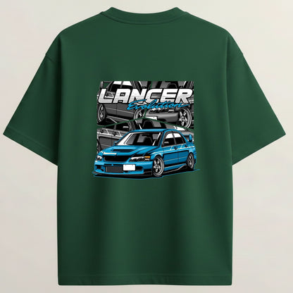 Lancer Evo French Terry Oversized 5-Sleeve T-Shirt - Bottle Green