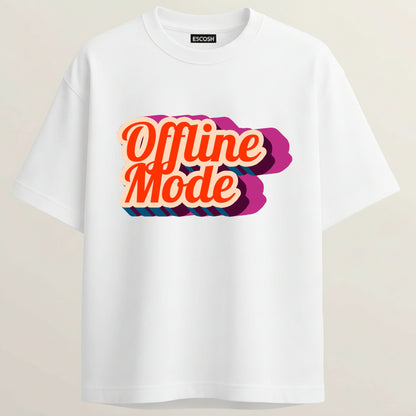 Offline Mode French Terry Oversized 5-Sleeve T-Shirt  - White