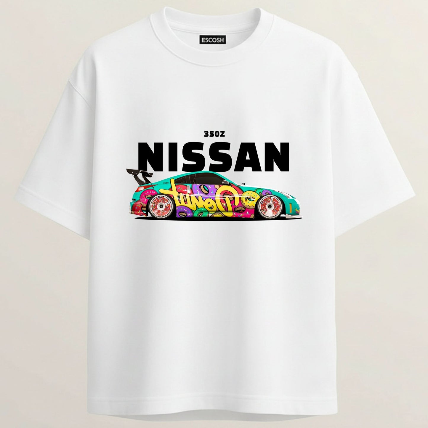 Z NISSAN French Terry Oversized 5-Sleeve T-Shirt - White