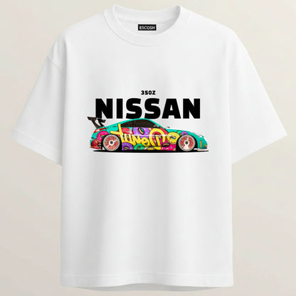 Z NISSAN French Terry Oversized 5-Sleeve T-Shirt - White