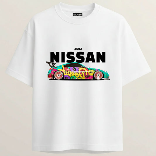 Z NISSAN French Terry Oversized 5-Sleeve T-Shirt - White