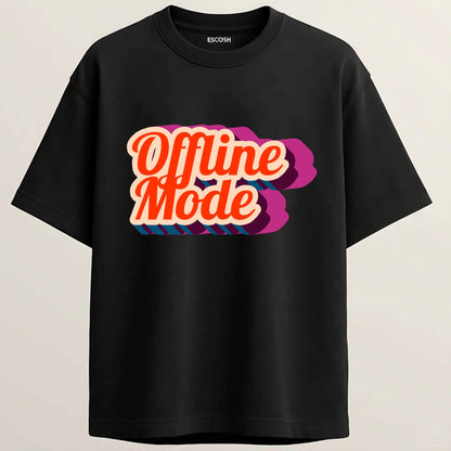 Offline Mode French Terry Oversized 5-Sleeve T-Shirt  - Midnight Black