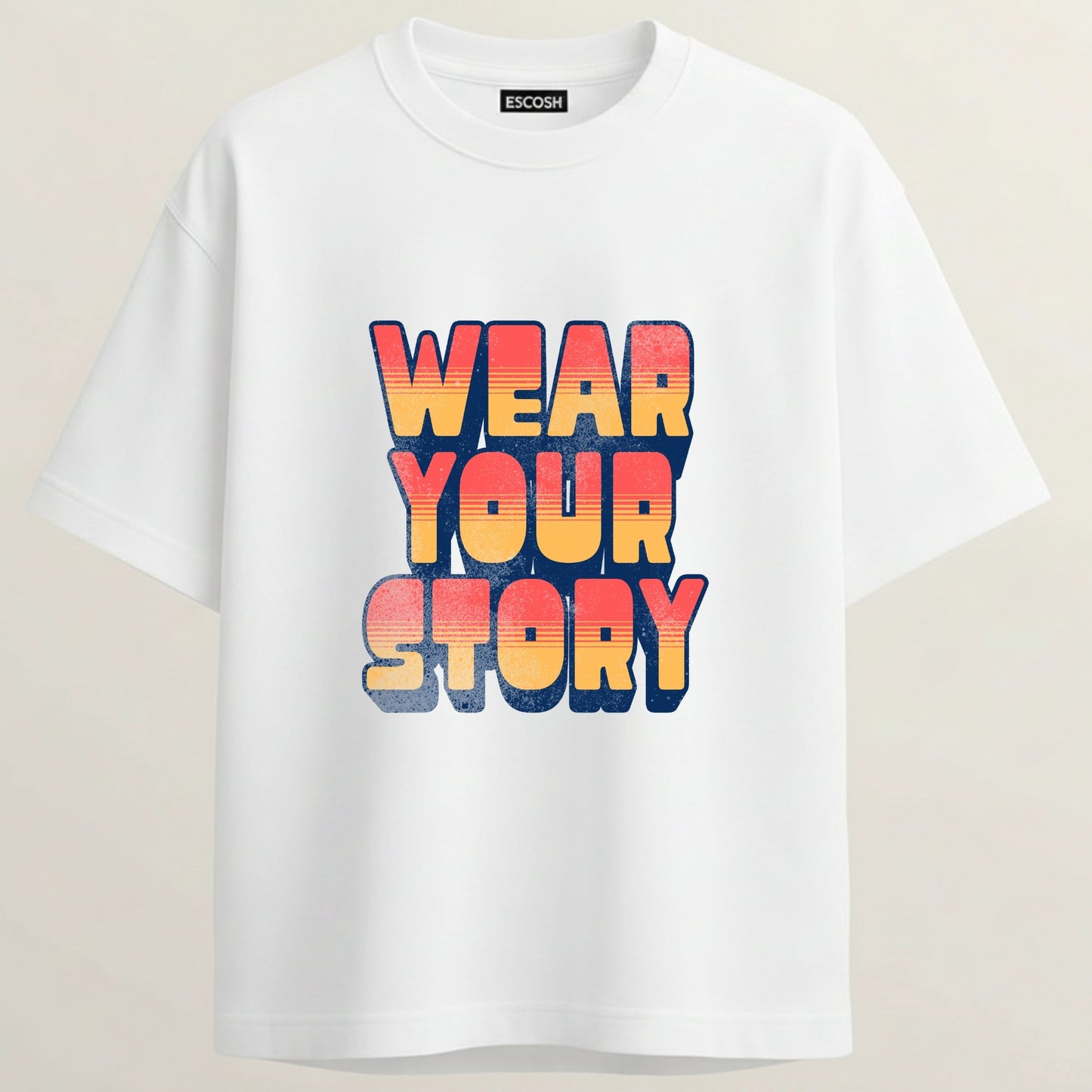 Wear Your Story French Terry Oversized 5-Sleeve T-Shirt  - White