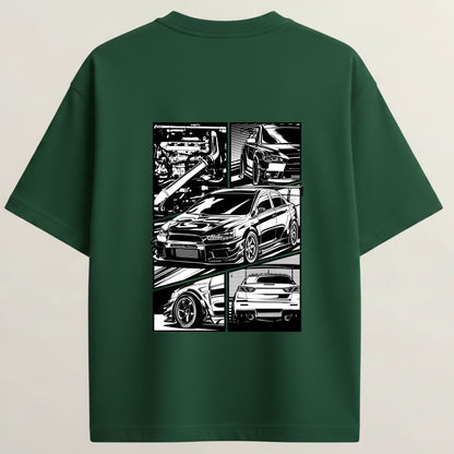 GTR French Terry Oversized 5-Sleeve T-Shirt - Bottle Green