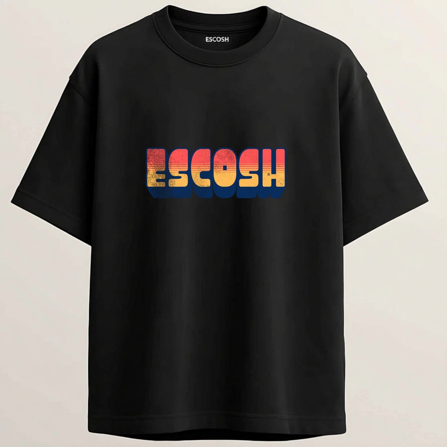 Title Escosh French Terry Oversized 5-Sleeve T-Shirt  - Midnight Black