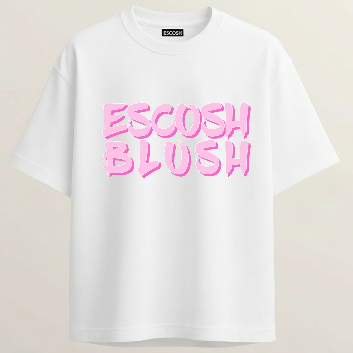 Escosh Blush French Terry Oversized 5-Sleeve T-Shirt  - White