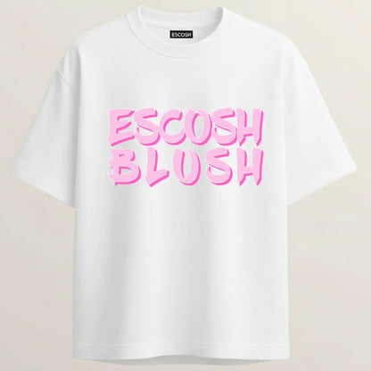 Escosh Blush French Terry Oversized 5-Sleeve T-Shirt  - White