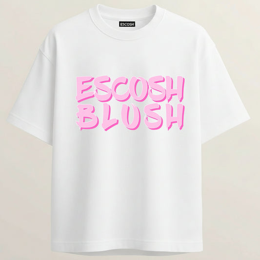 Escosh Blush French Terry Oversized 5-Sleeve T-Shirt  - White