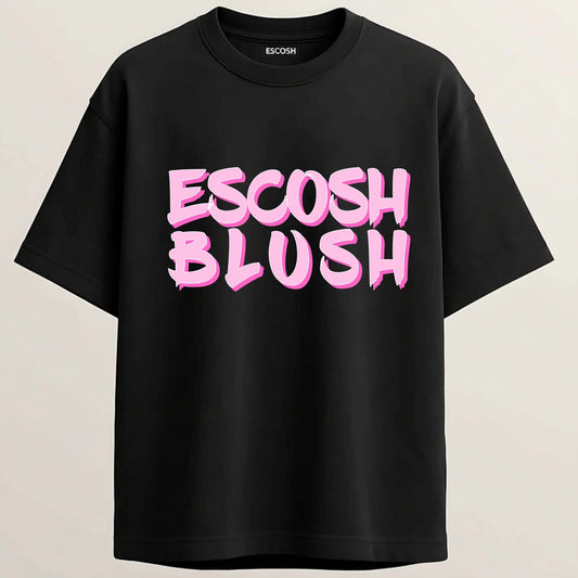 Escosh Blush French Terry Oversized 5-Sleeve T-Shirt  - Midnight Black