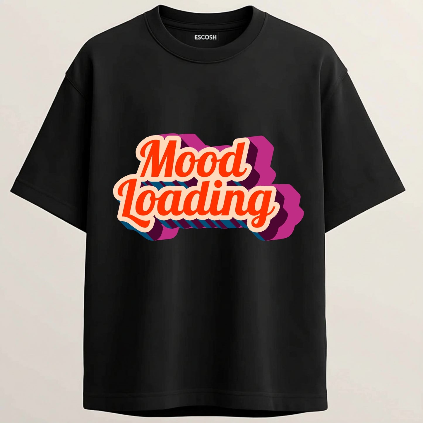 Mood Loading French Terry Oversized 5-Sleeve T-Shirt  - Midnight Black
