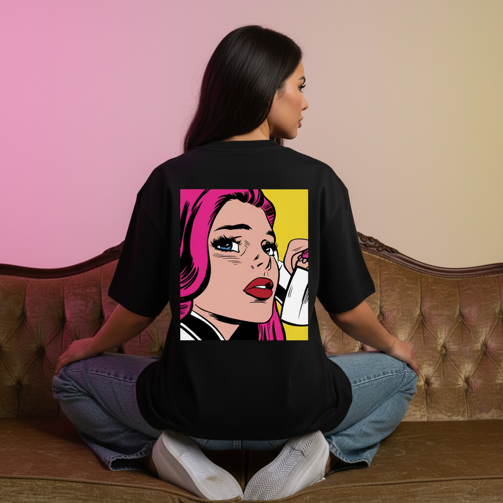 Black Pop Art Lady Back Pose 1