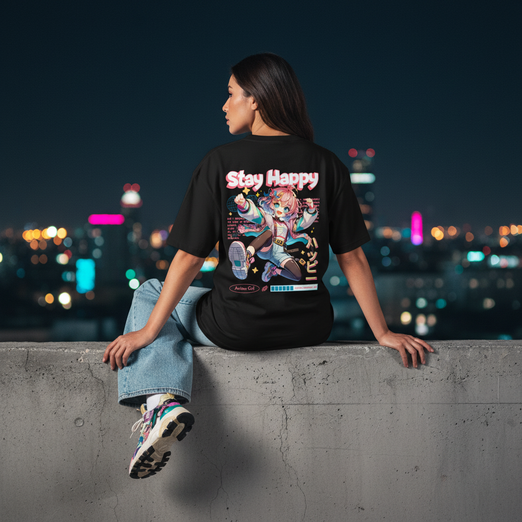 Black Stay Happy Lady Back Pose 1