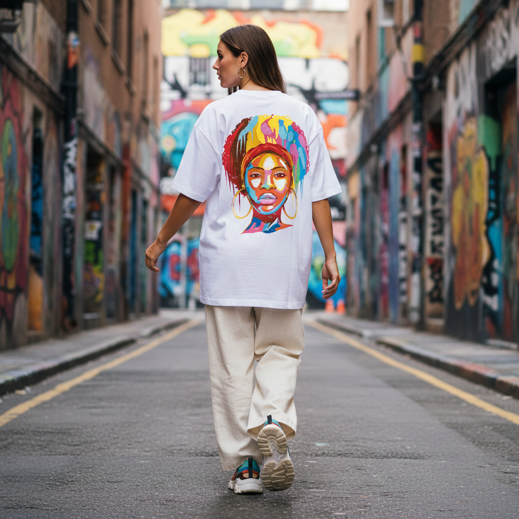 Colorful Afro White Lady Back Pose 3