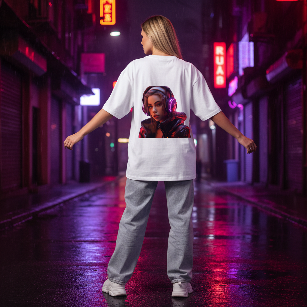 Cyberpunk Girl White Lady Back Pose 1