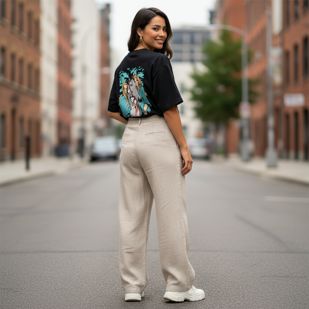 Female 2 – Tucked Linen Trousers