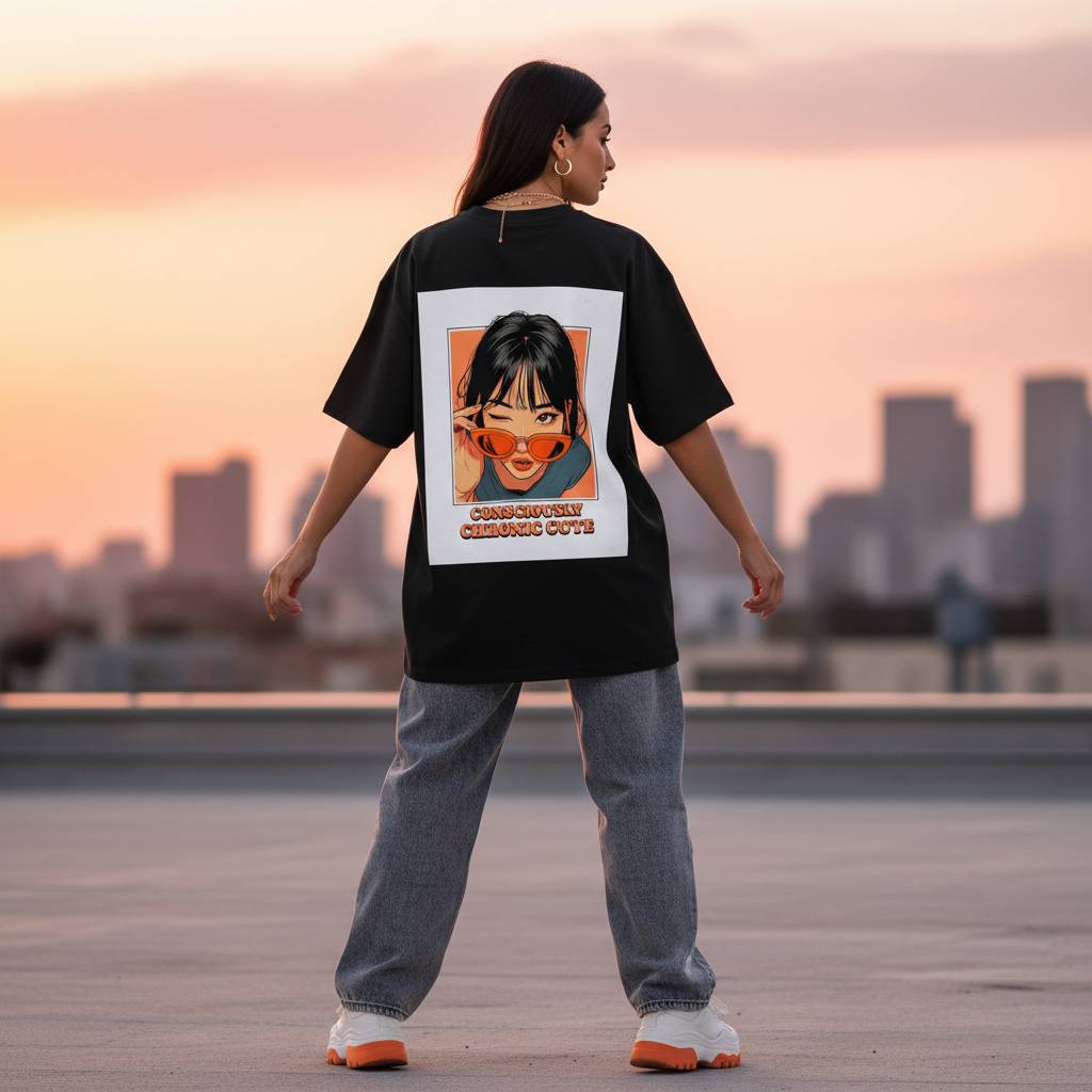 Female 3 – Black Tee Rooftop