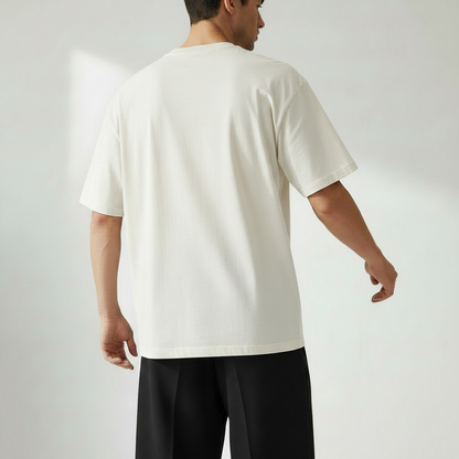 Men Plain Oversized Fit 5-Sleeve - White
