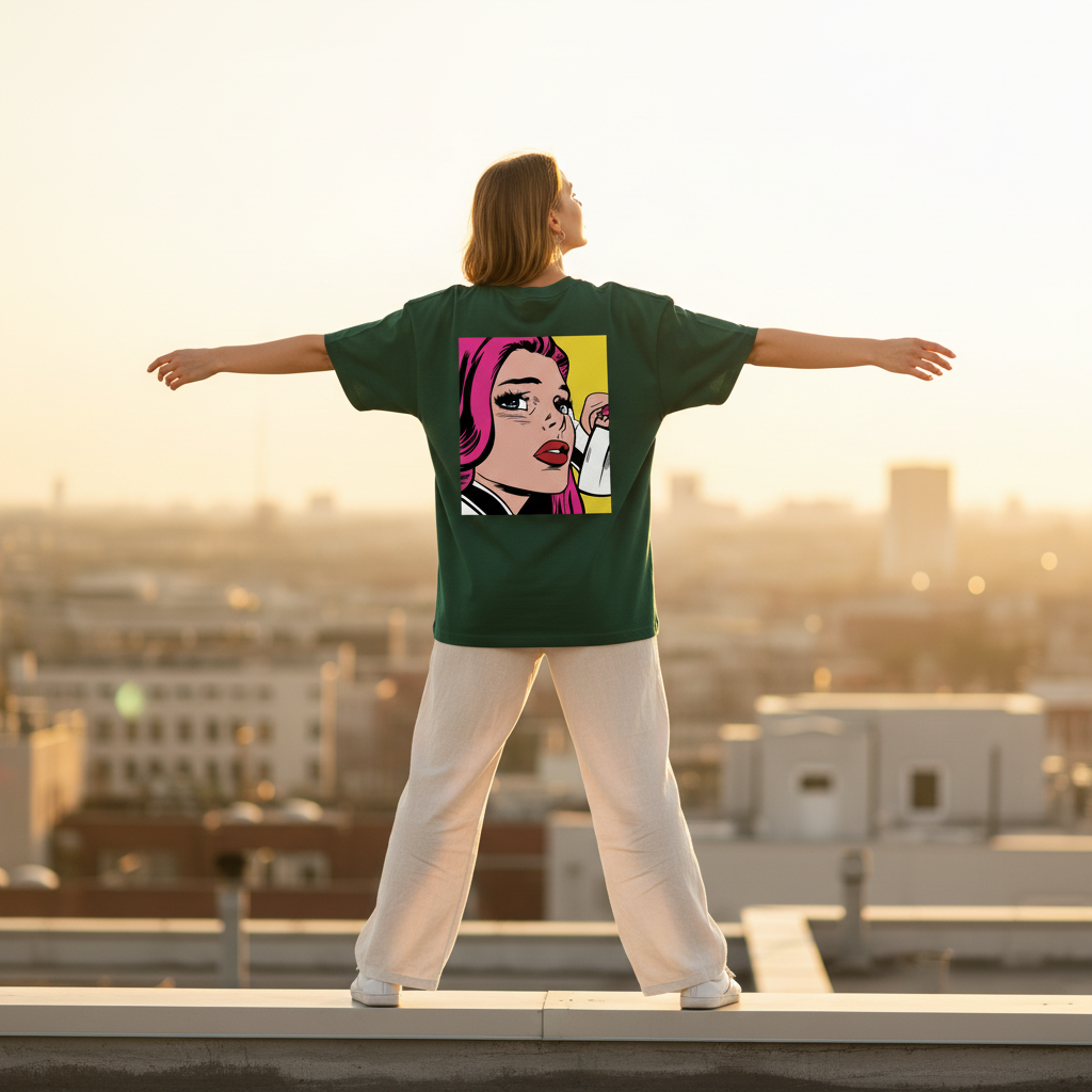 Green Pop Art Lady Back Pose 2