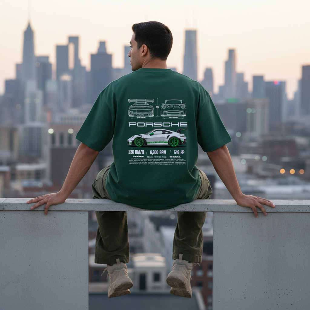 Green Porsche Back Pose 3