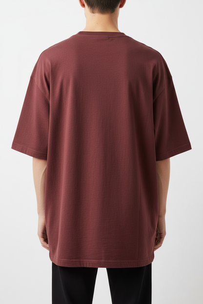 Person wearing Maroon T-Shirt - Back View HD