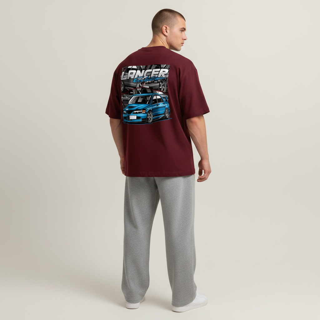 S2 - Model 3/4 back turned hip out with Lancer Evo back print