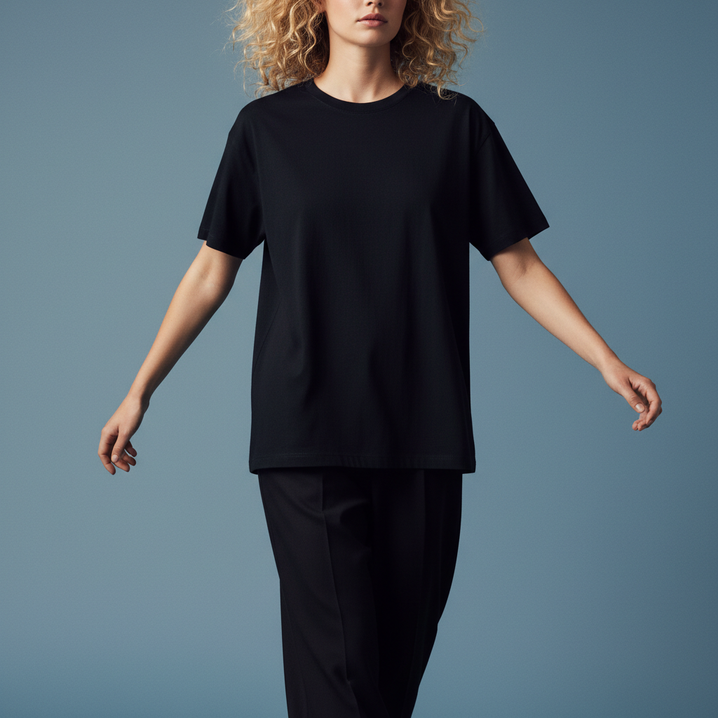 Women Plain Oversized Fit 5-Sleeve Midnight Black - Walking Forward
