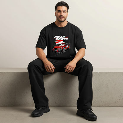 S2 - Model sitting on ledge front facing with Japan Power Lancer front print