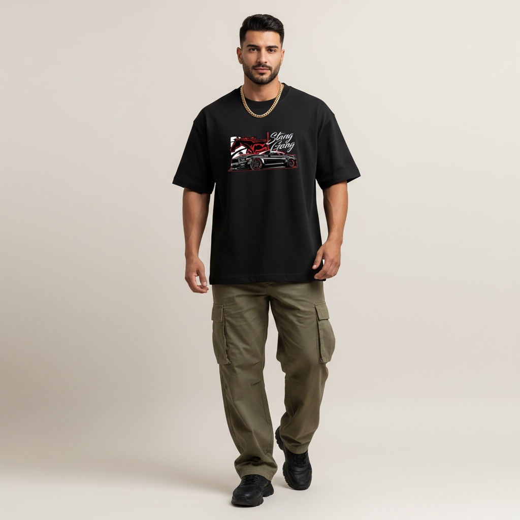 S2 - Model hip out front facing with Mustang GT Stang Gang front print