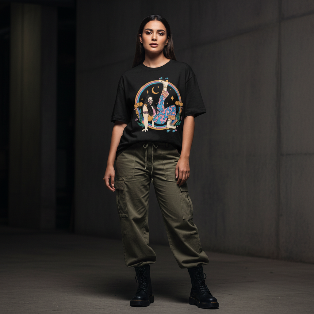 S1 - Female model front pose dark background