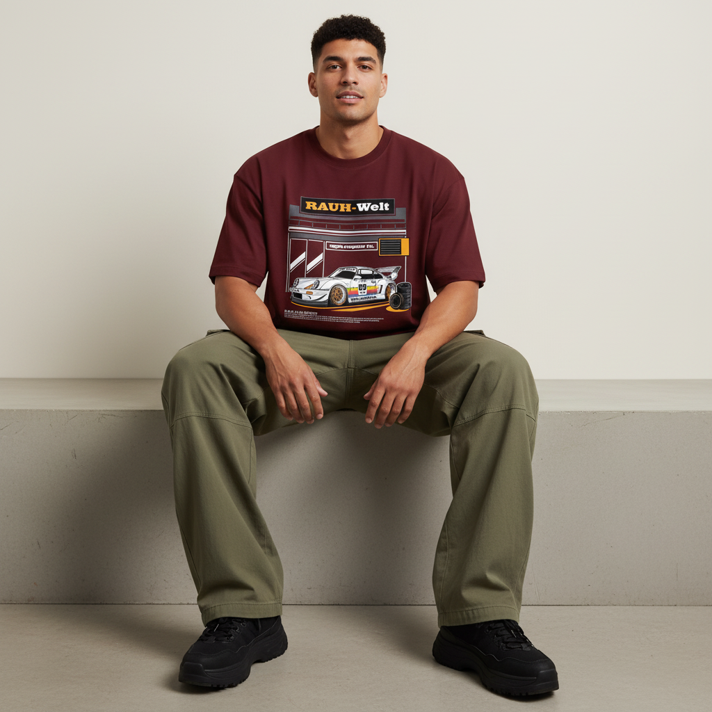 S2 - Model sitting on ledge front facing with Porsche 99 Edition front print