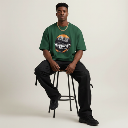 S2 - Model sitting on bar stool front facing with C6 Edition front print
