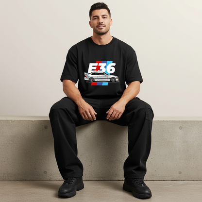 S2 - Model sitting on ledge front facing with BMW E36 front print