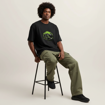 S2 - Model sitting on bar stool front facing with GTR 32 front print