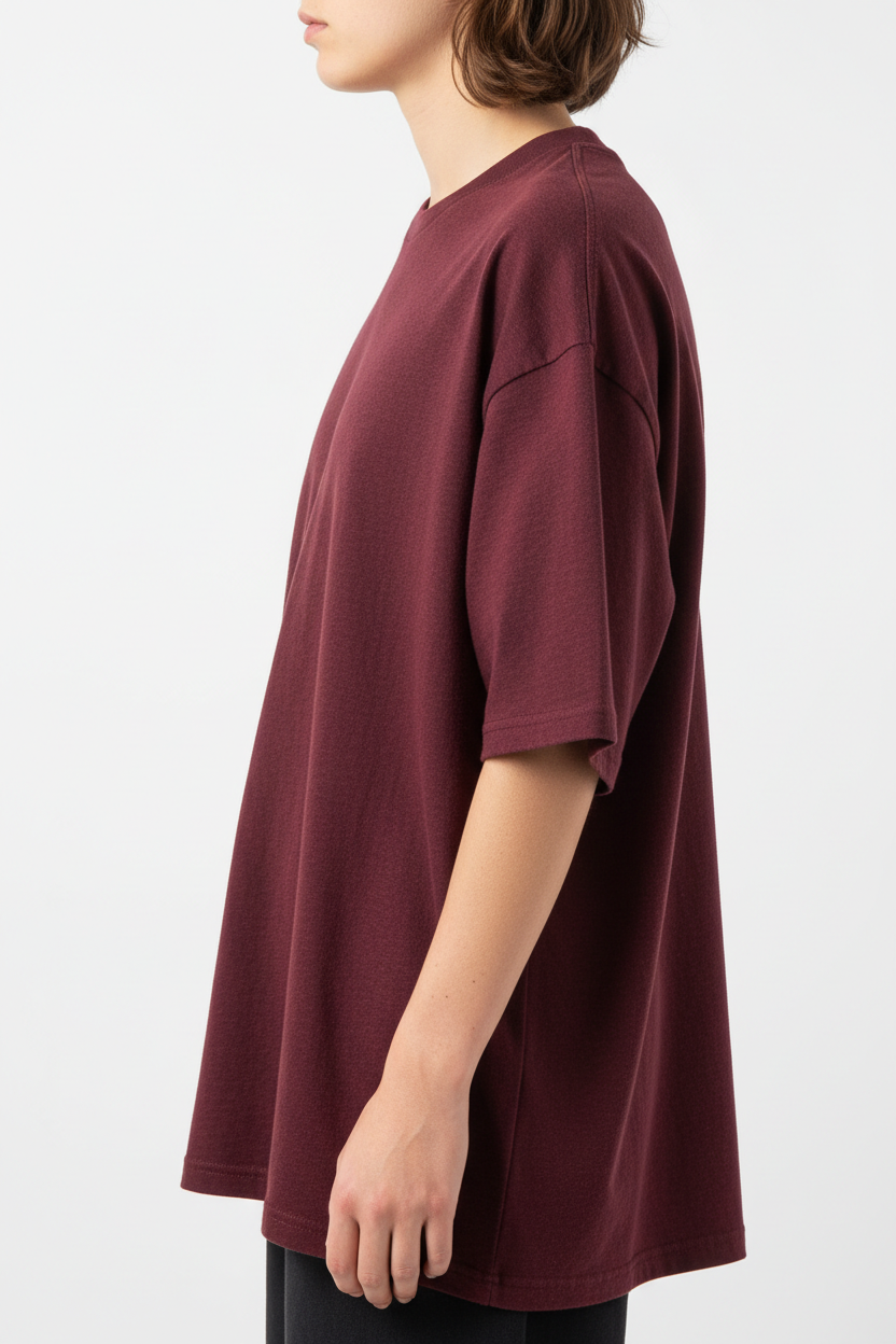 Person wearing Maroon T-Shirt - Side View HD