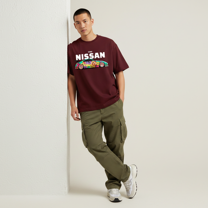 S2 - Model leaning on wall with Nissan 350Z chest print