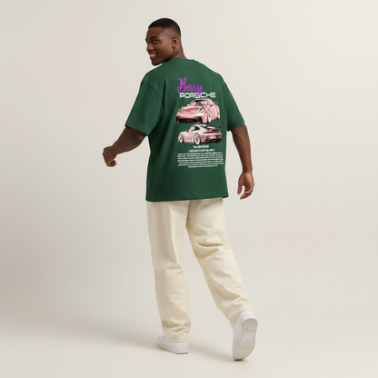 S2 - Model walking away with Berry Porsche back print