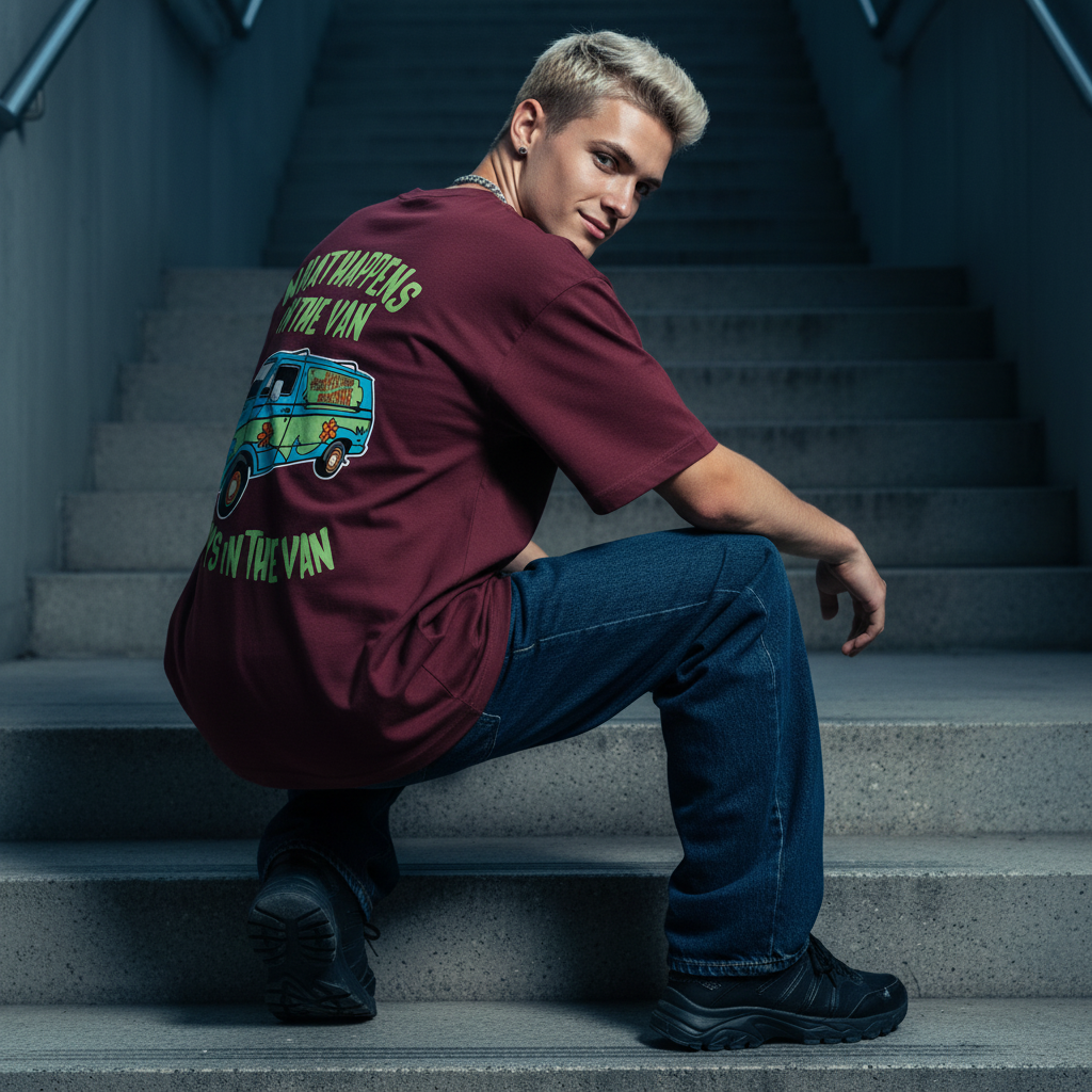 Male Back Print - Mystery Machine Maroon Tee