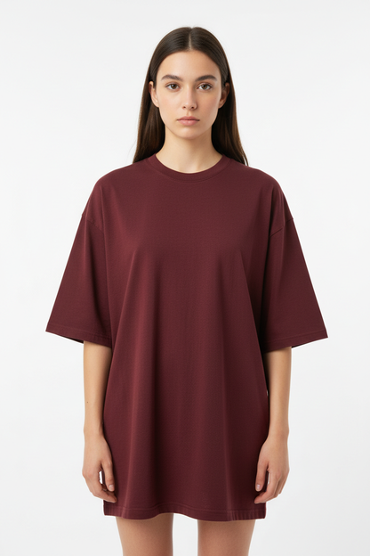 Person wearing Maroon T-Shirt - Front View HD