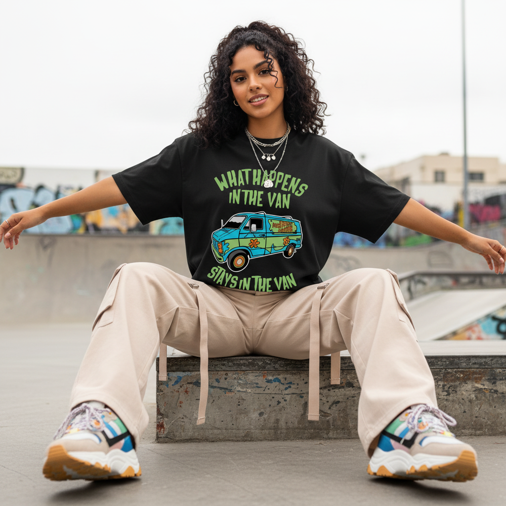 Female Front Print - Mystery Machine Black Tee