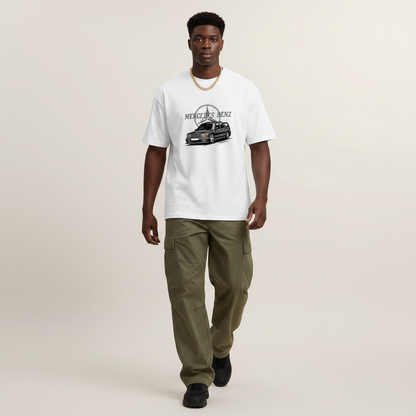 S2 - Model mid-stride front facing with Mercedes Benz Evolution front print