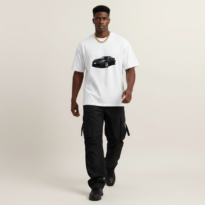 S2 - Model mid-stride front facing with Nissan 350Z front print