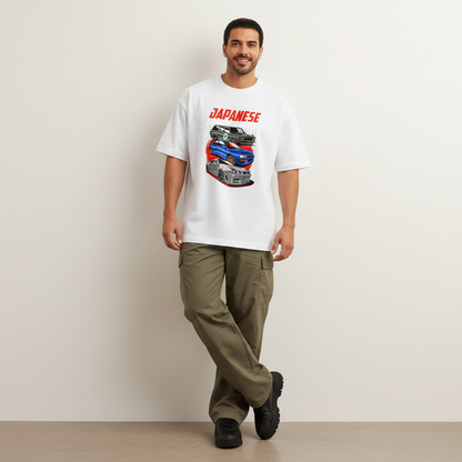 S2 - Model leaning on wall front facing with Japanese Domestic Market front print