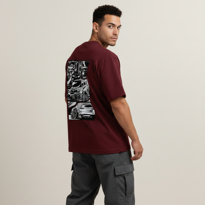 S2 - Latino model looking over shoulder with manga Evo back print