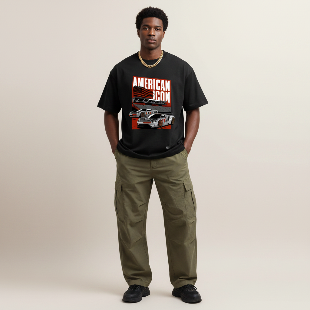 S2 - Model hands in pockets front facing with American Icon Ford GT front print
