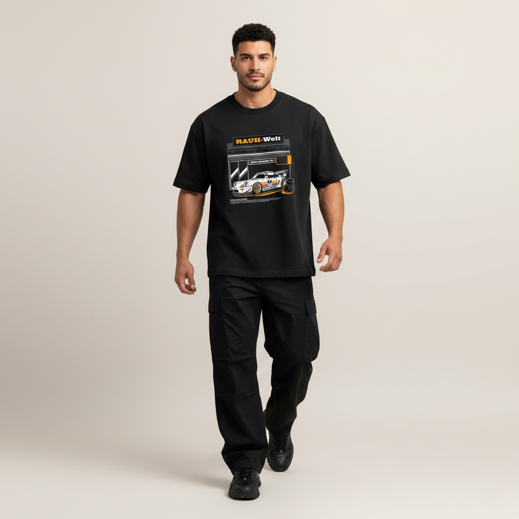 S2 - Model mid-stride front facing with Porsche 99 Edition front print