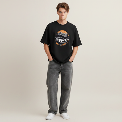 S1 - Model hands in pockets front facing with C6 Edition front print