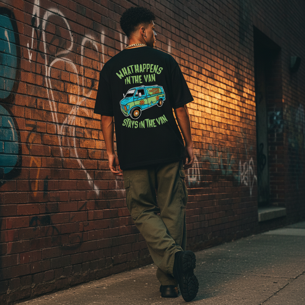 Male Back Print - Mystery Machine Black Tee