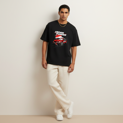 S1 - Model leaning on wall front facing with Japan Power Lancer front print