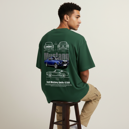 S2 - Model sitting on stool back angled with Mustang print